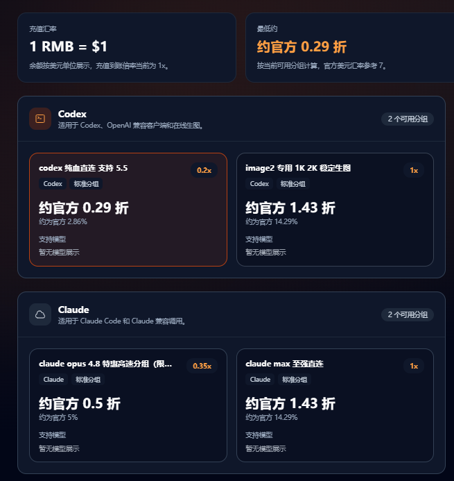 中转站的 Codex 与 Claude 模型价格